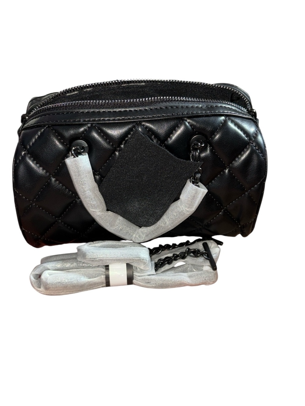 Women's Quilted Black Crossbody Bag with Chain Strap